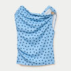 Top pliss&eacute; col bardot sans manches bleu ciel femme