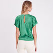 T-shirt manches courtes satiné vert femme