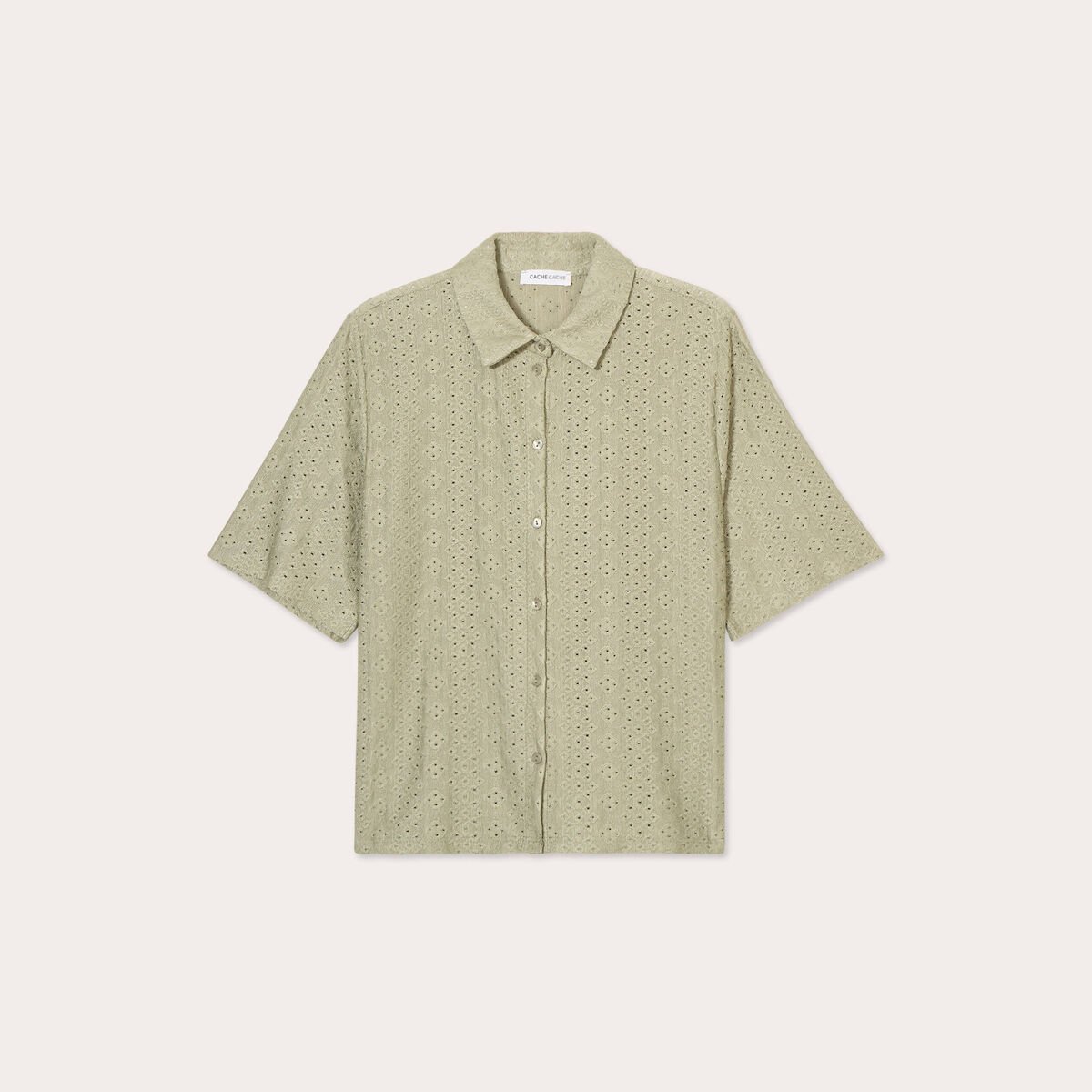 Chemise ajourée vert kaki femme