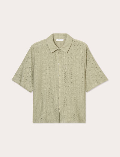 Chemise ajourée vert kaki femme