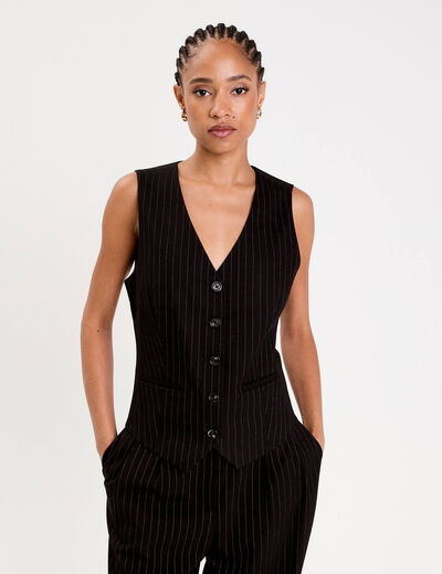 Gilet col V noir femme
