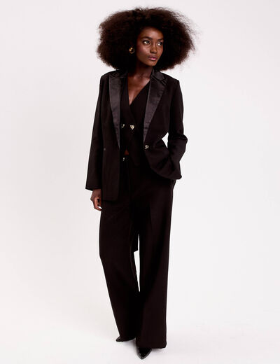 Gilet sans manches boutons coeur noir femme
