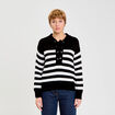 Pull col chemise manches longues noir femme
