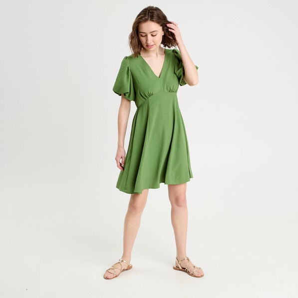 robe trapeze manches courtes vert femme Robe trapèze manches courtes vert femme