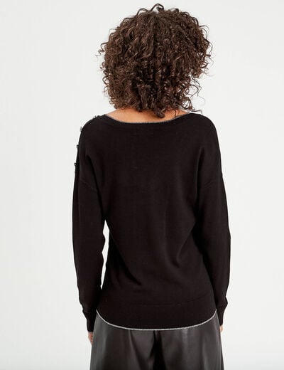 Pull manches longues noir femme