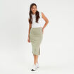 Jupe midi moulante vert kaki femme
