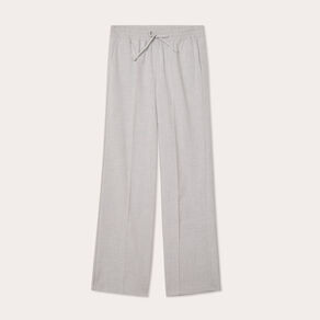 Pantalon large taille haute gris clair femme