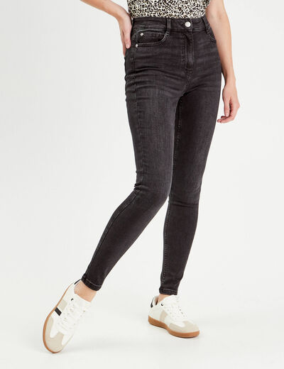 Jeans skinny taille haute denim noir femme