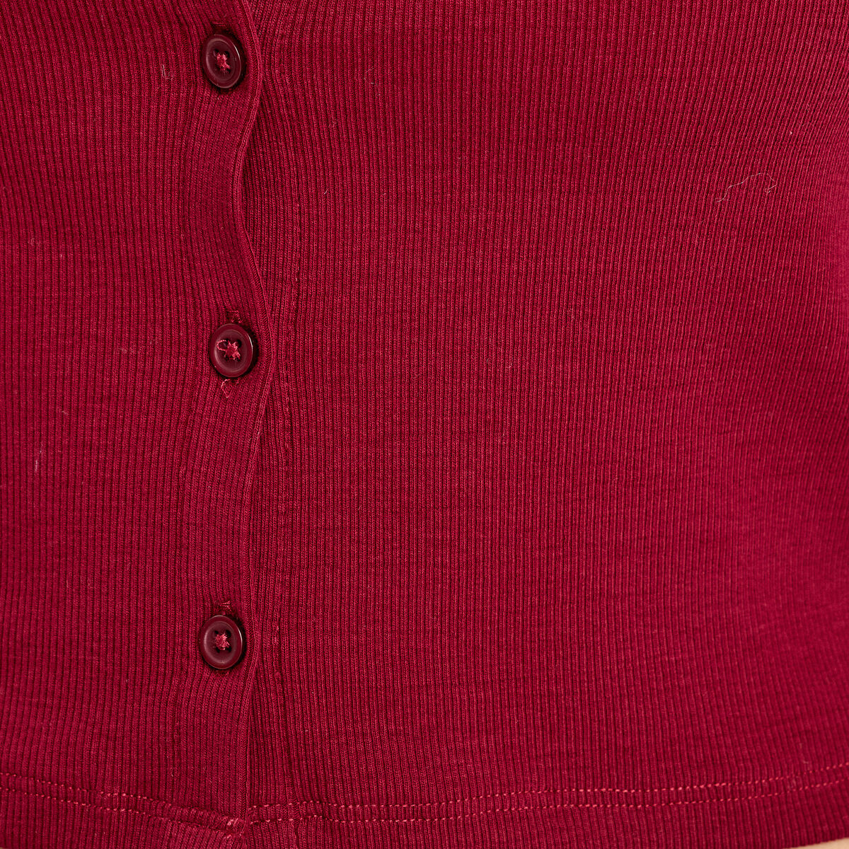 Gilet manches longues côtelé rouge foncé femme