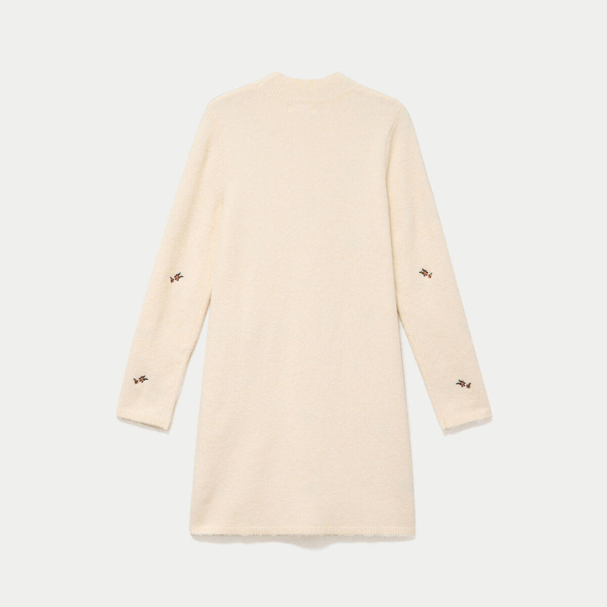 Robe pull droite manches longues sable femme