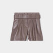Short droit simili cuir taupe femme