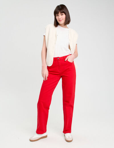Jeans droit 5 poches rouge femme