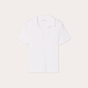polo manches courtes cotele ecru femme Polo manches courtes côtelé ecru femme
