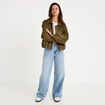 Jean wide leg taille haute Petite denim double stone femme