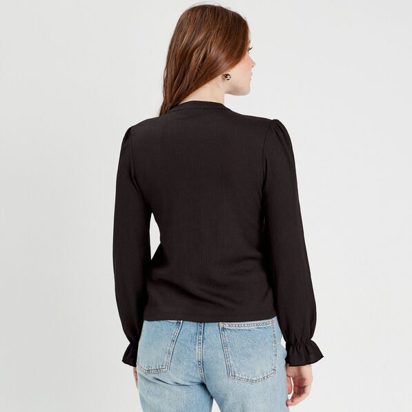 Blouse manches longues noir femme