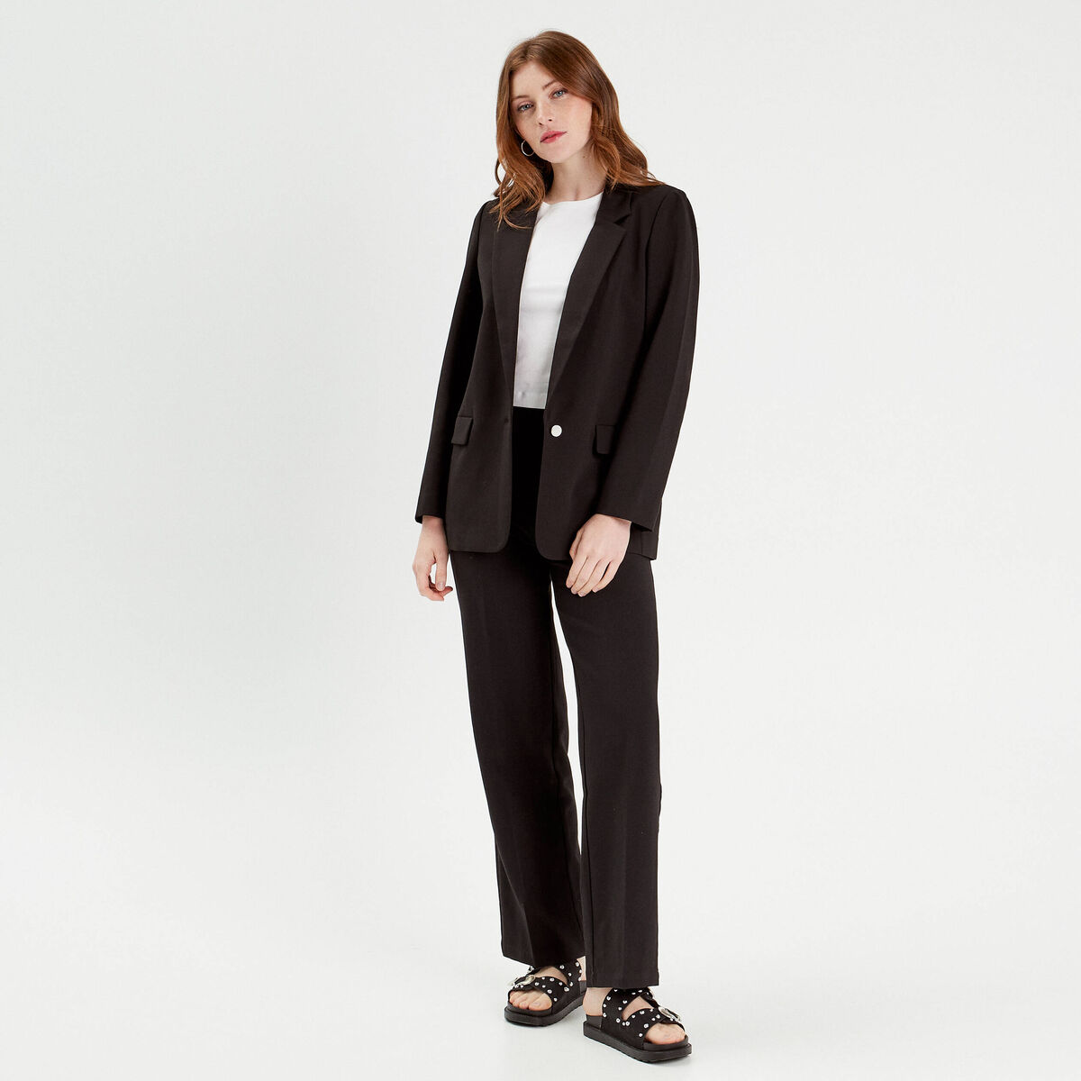 Veste blazer fluide noir femme