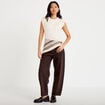D&eacute;bardeur col rond ecru femme