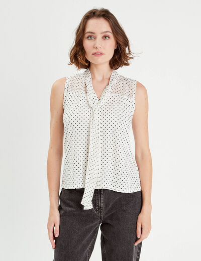 Chemise sans manches ecru femme