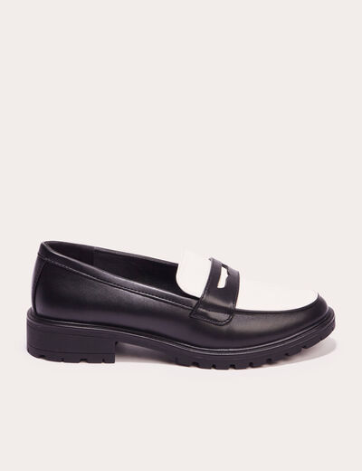 Mocassins vernis crantés ecru femme