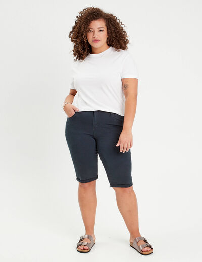 Pantacourt bleu marine femme