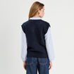 Pull 2-en-1 col en V bleu marine femme