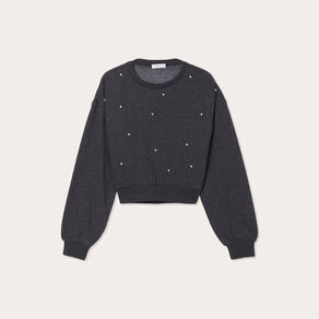 sweat oversize avec perles gris fonce femme Sweat oversize avec perles gris foncé femme