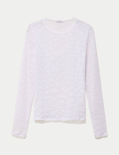 T-shirt ajust&eacute; manches longues blanc femme
