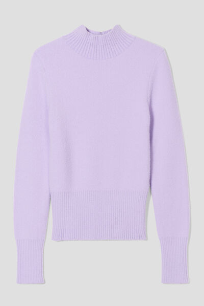 Pull avec col montant violet clair femme