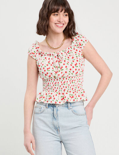 Blouse manches courtes blanc femme