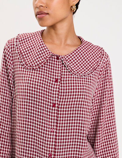 Blouse col claudine bordeaux femme