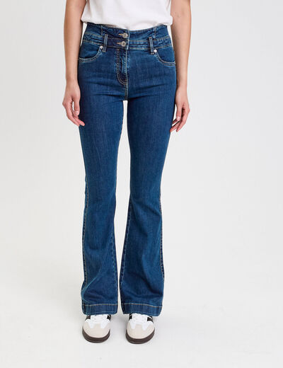 Jeans bootcut taille haute denim stone femme