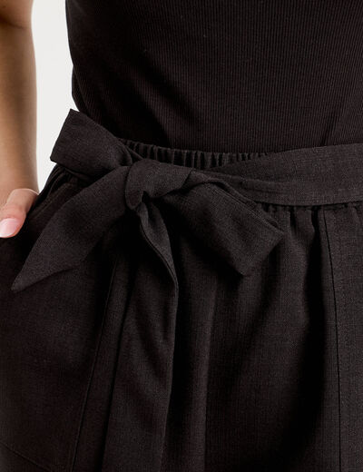 Combishort ceinturée noir femme