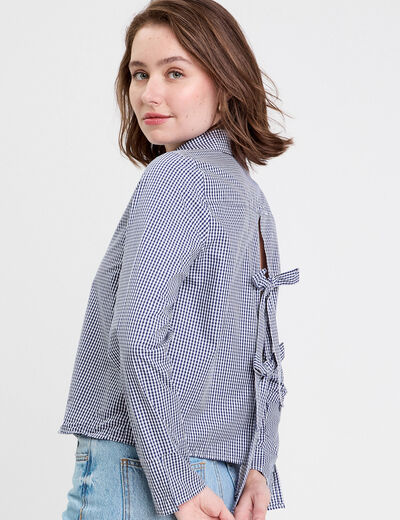 Chemise droite courte en coton blanc femme