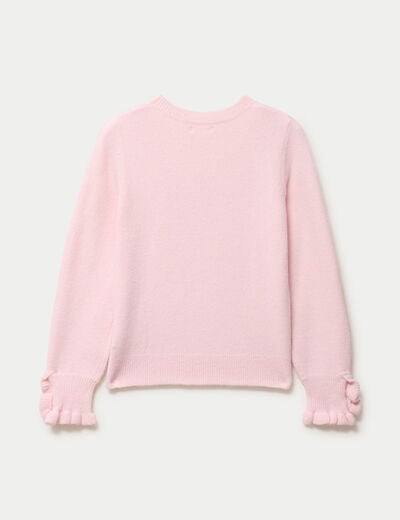 Pull col rond manches longues rose clair femme