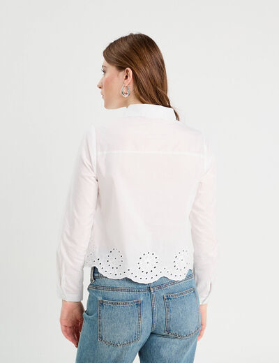 Chemise avec broderie ecru femme
