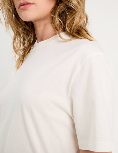T-shirt oversize col rond ecru femme