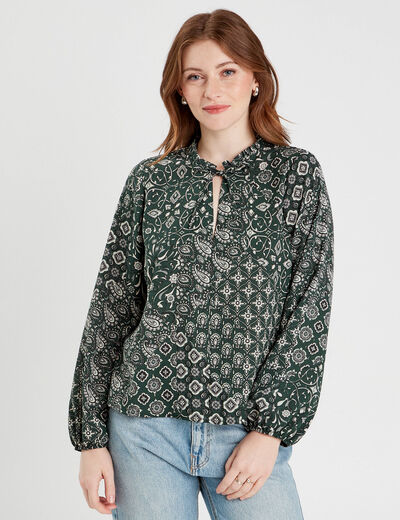 Blouse manches longues vert femme
