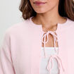 Gilet court nou&eacute; rose clair femme