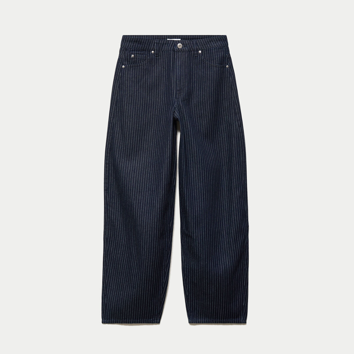 Jean barrel taille haute denim brut femme