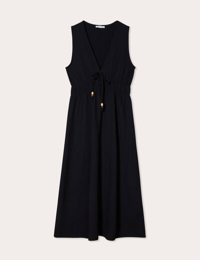Robe midi évasée sans manches noir femme