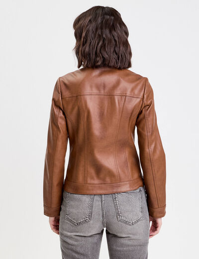 Veste droite zippée beige femme