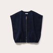 Gilet oversize sans manches col rond bleu marine femme
