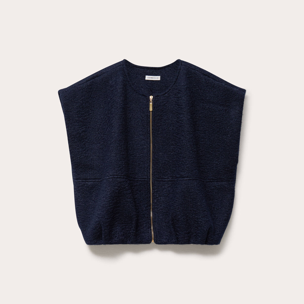Gilet oversize sans manches col rond bleu marine femme