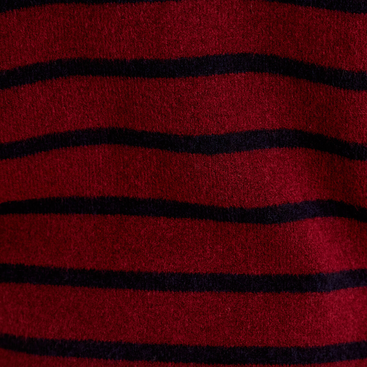 Robe pull droite manches longues 3/4 rouge fonc&eacute; femme