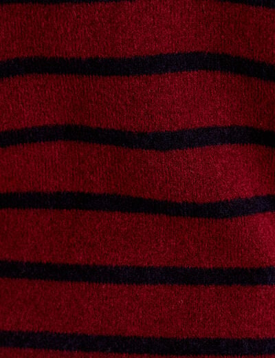 Robe pull droite manches longues 3/4 rouge fonc&eacute; femme