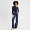Gilet manches longues ajusté bleu marine femme