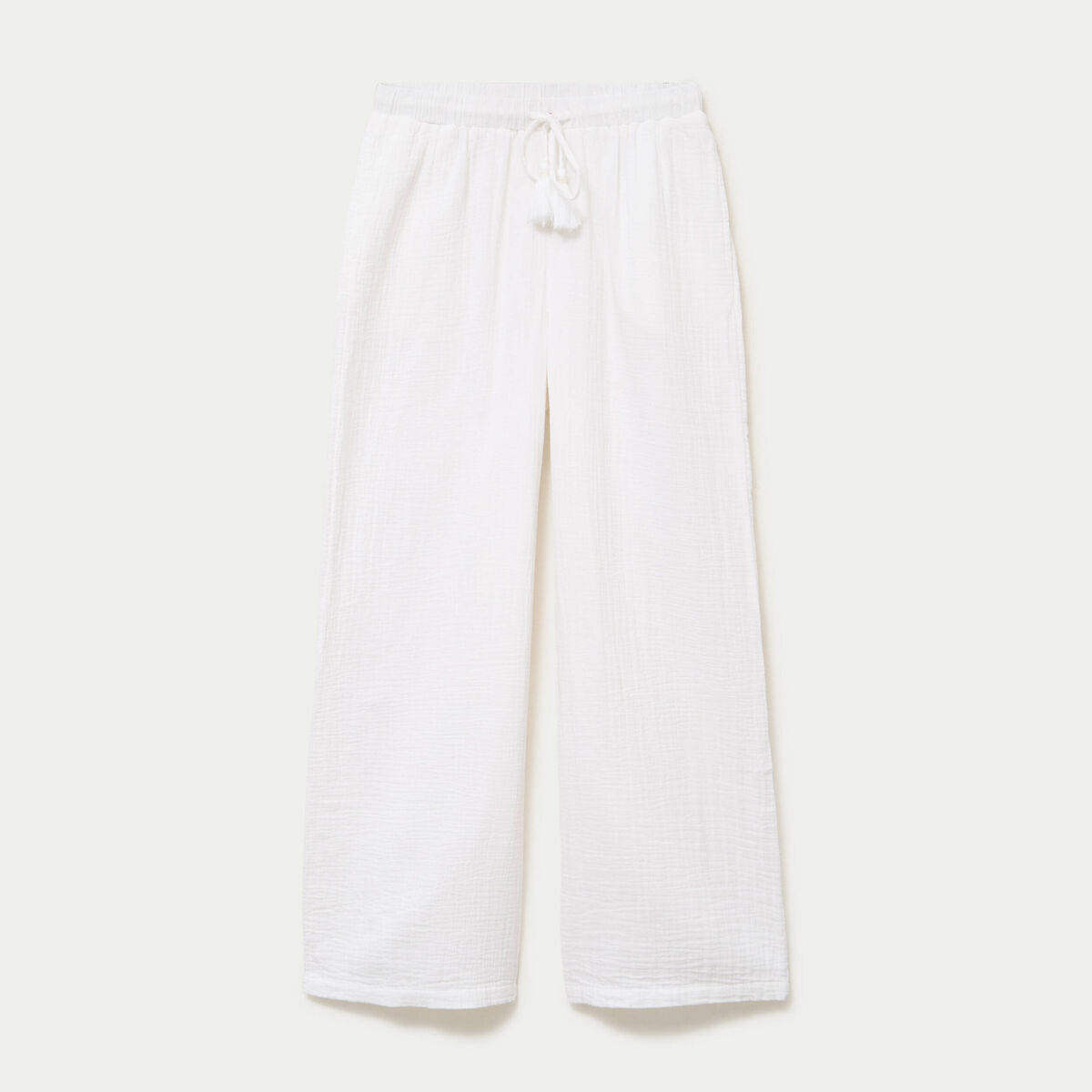 Pantalon large taille standard blanc femme