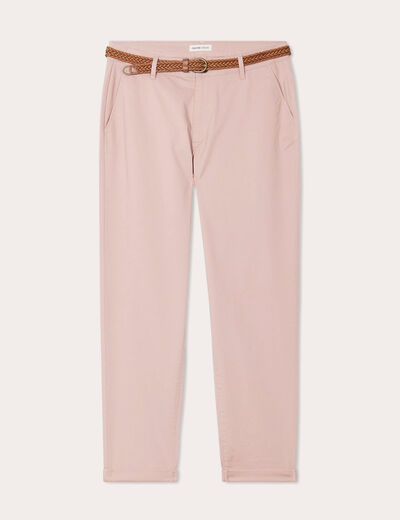 Pantalon chino 7/8ème rose pastel femme