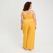 Combinaison pantalon bretelles avec lin jaune citron femme