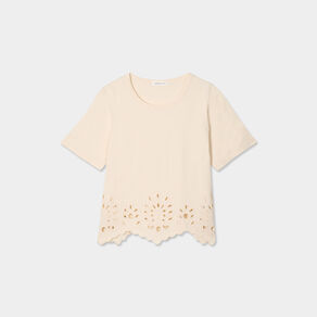 T-shirt broderie anglaise ecru femme